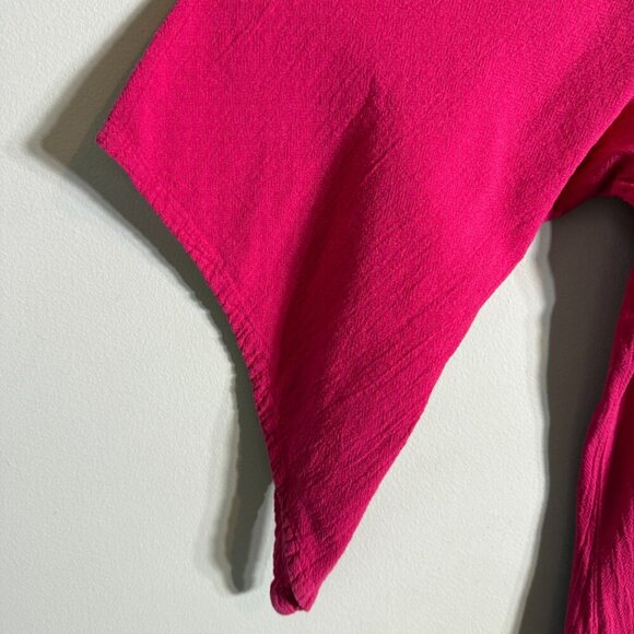 Oh My Gauze! Cold Shoulder Maxi Dress Women's 1X Pink Slit Beach Coastal Travel - Picture 8 of 15